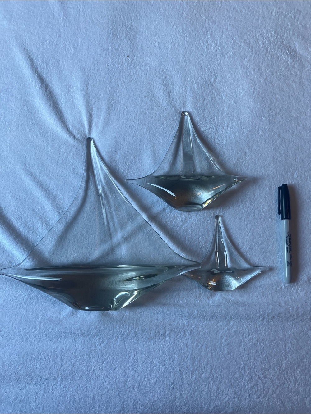 Vintage Art Glass Sailboat Sculptures Set of 3